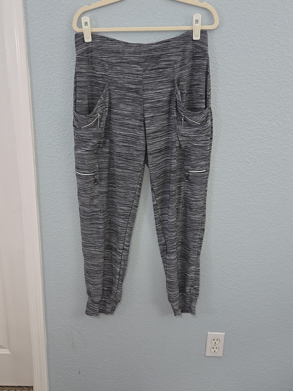 JAMIE SADOCK Actif Joggers Gray Marled Front Side & Zippered Pockets Sz LARGE